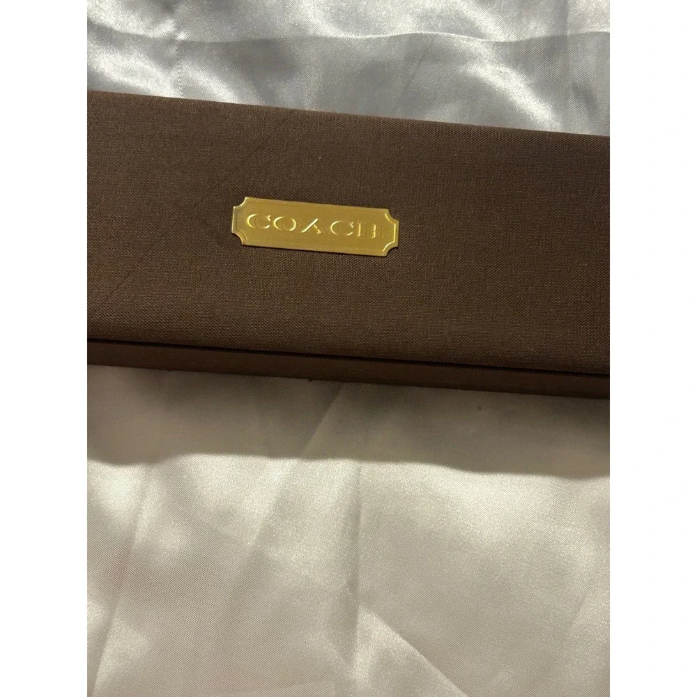 Coach Vintage Brown Jewelry Presentation Box Gold Logo Plaque Necklace Case